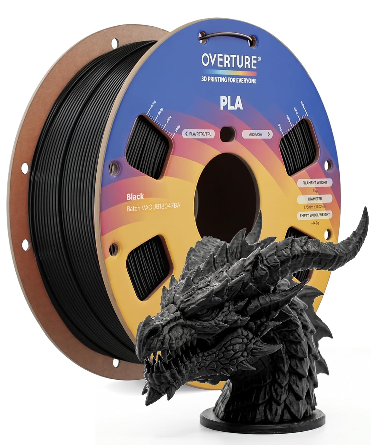 OVERTURE High Speed PLA Filament Black 1KG