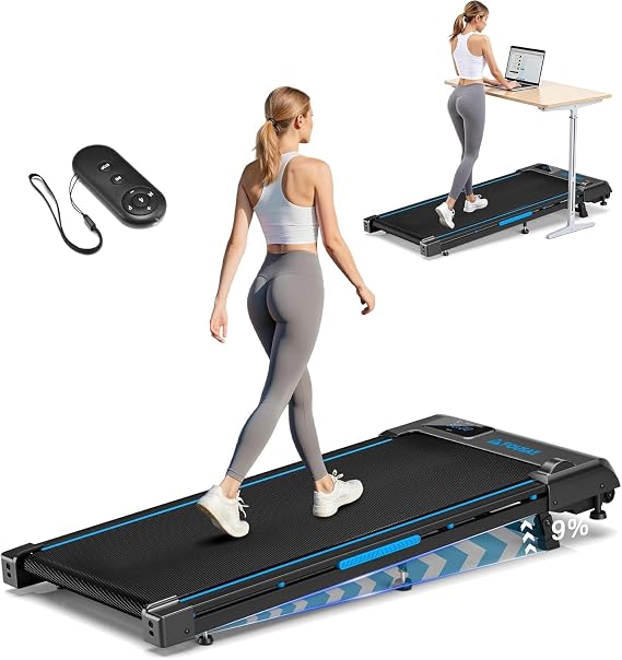 FOUSAE walking pad treadmill with 9 percent incline and dual frame