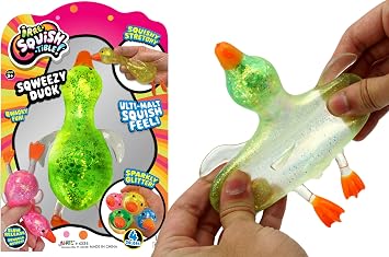 JA-RU Squishy Glitter Duck Fidget Toy, a glitter-filled squishy duck