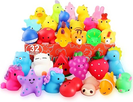 nobasco 32-Pack Mochi Squishy Toys, kawaii animal squishies for party favors