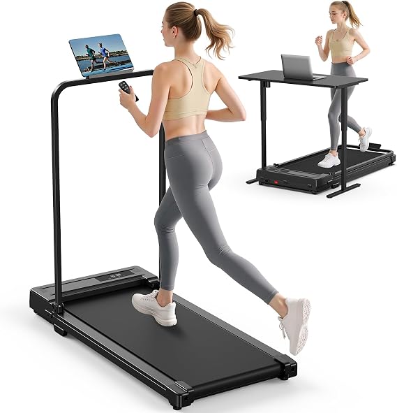 Ulfario budget folding walking pad treadmill with handle bar