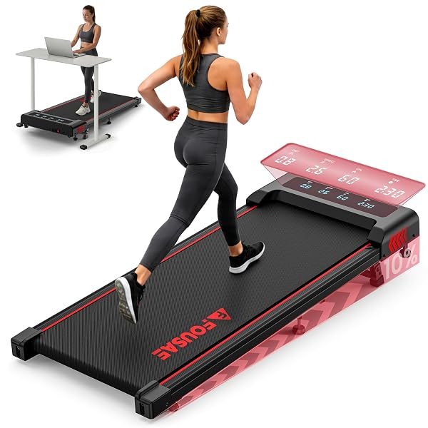 FOUSAE walking pad treadmill with 10 percent incline and full-screen LED display